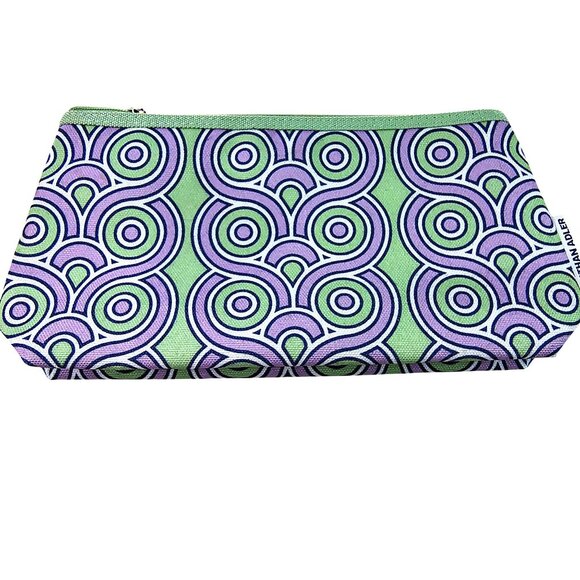 Jonathan Adler Clinique Makeup Bag Travel Accessory Mint Green Purple Bag is 10" - Picture 1 of 9
